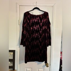 NWOT Burgundy Velour Sequin Dress!!